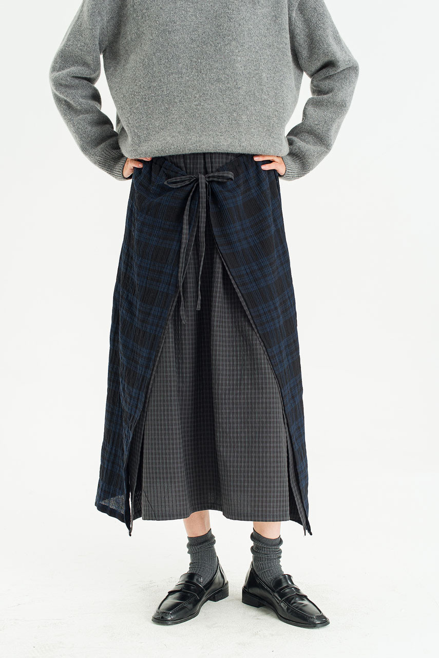 Mora Check Skirt, Charcoal
