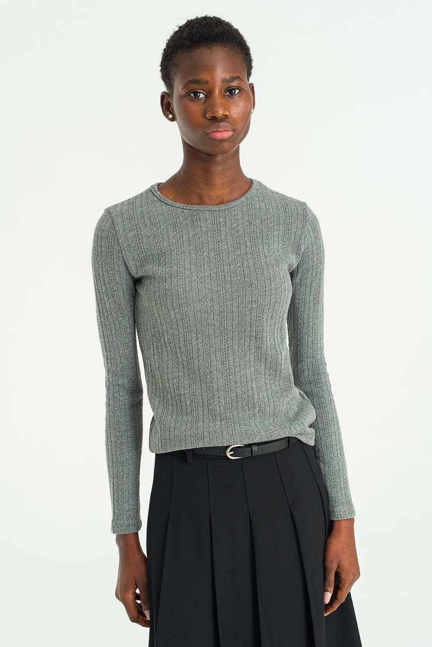 Silent Rib Tee, Grey