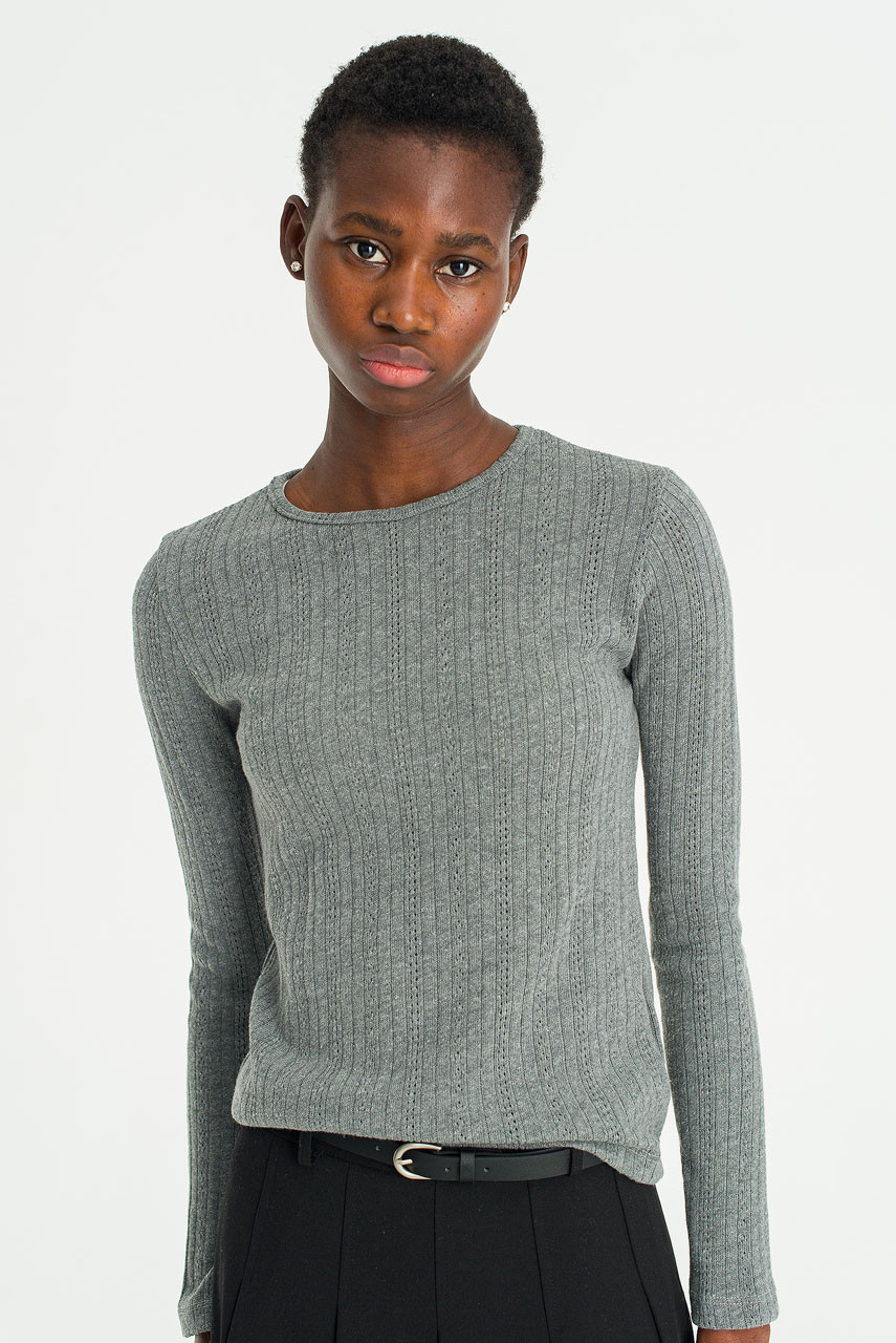Silent Rib Tee, Grey