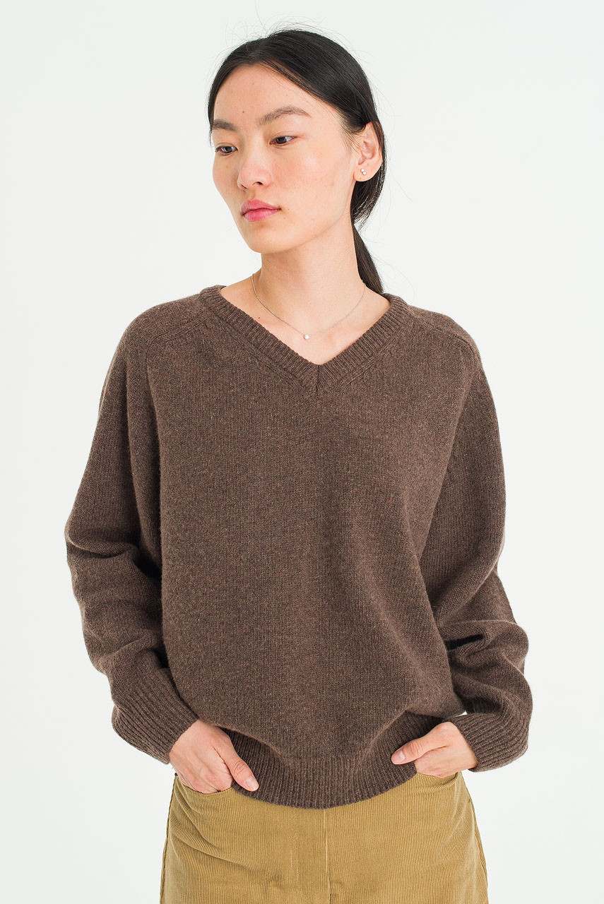 Mellow V Neck Jumper, Brown