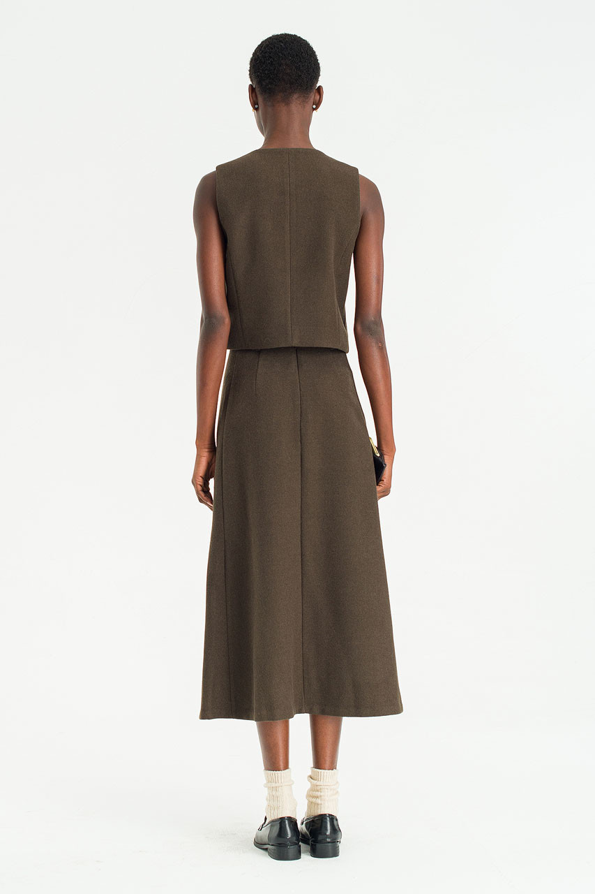 Form Button Vest, Brown