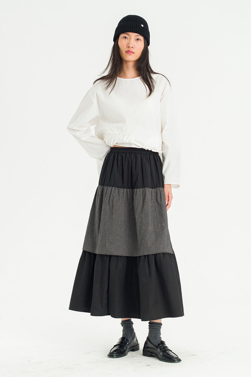Mira Tiered Skirt, Black