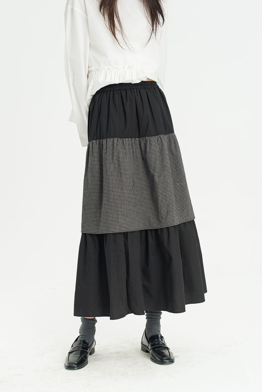 Mira Tiered Skirt, Black