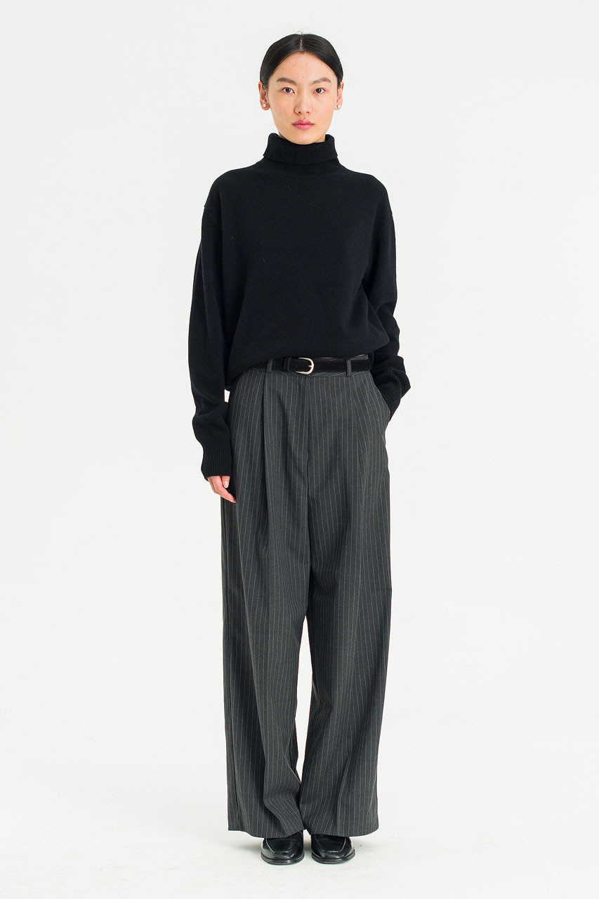 Noir Pin Stripe Trousers, Charcoal