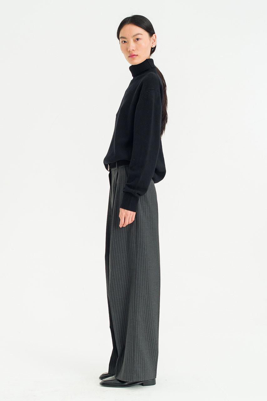 Noir Pin Stripe Trousers, Charcoal