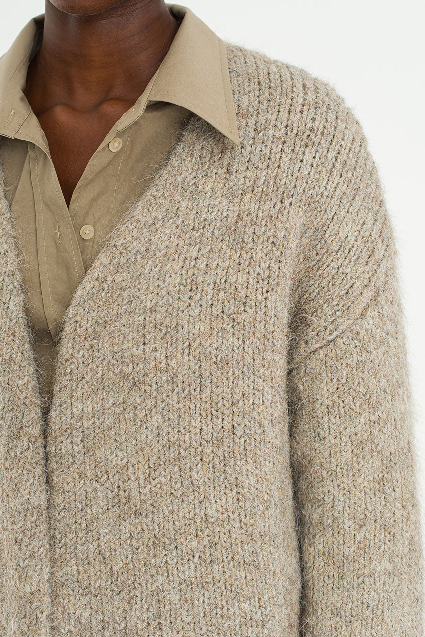 Mure Open Cardigan, Dark Beige