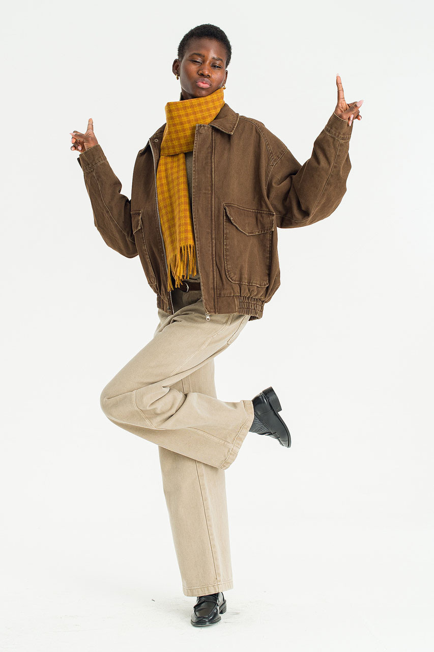 Boxy Soft Utility Blouson, Brown