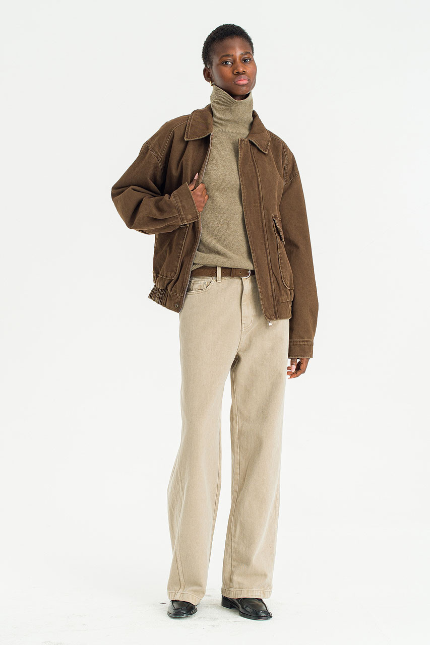 Boxy Soft Utility Blouson, Brown