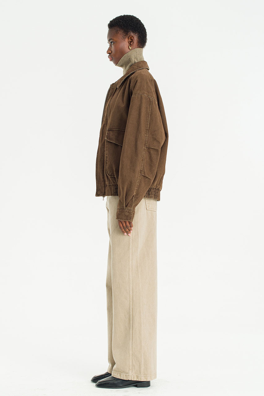 Boxy Soft Utility Blouson, Brown