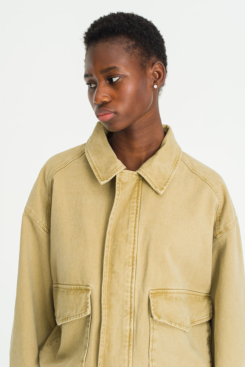 Boxy Soft Utility Blouson, Beige
