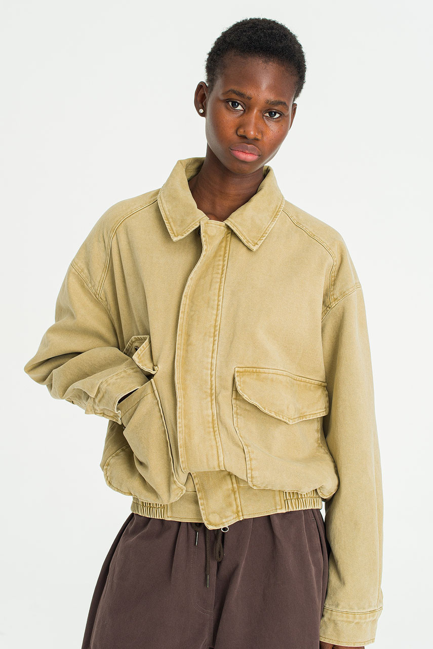 Boxy Soft Utility Blouson, Beige