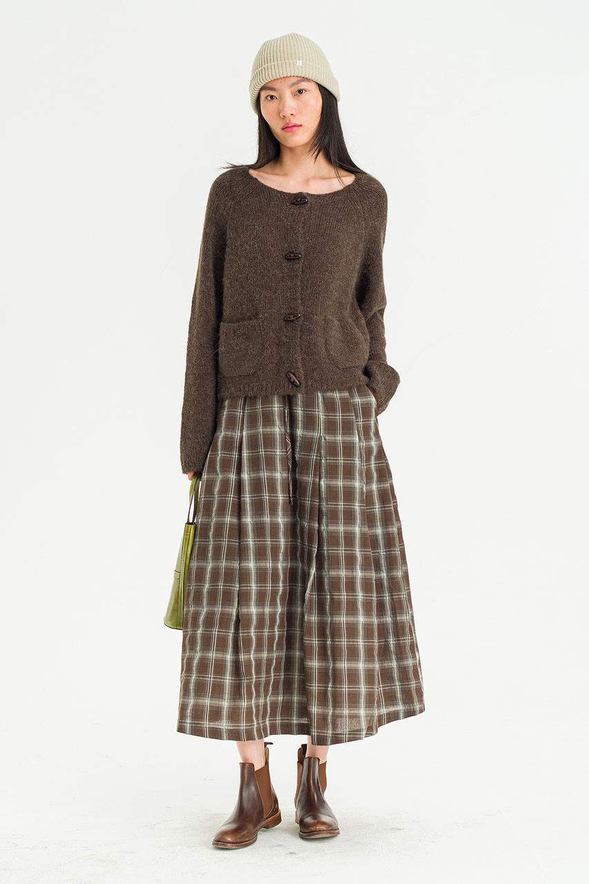 Tovia Check Skirt, Brown