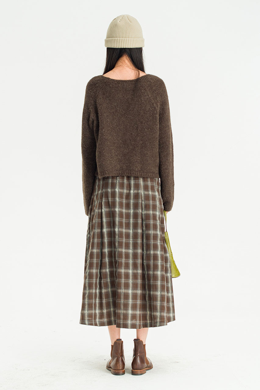 Tovia Check Skirt, Brown