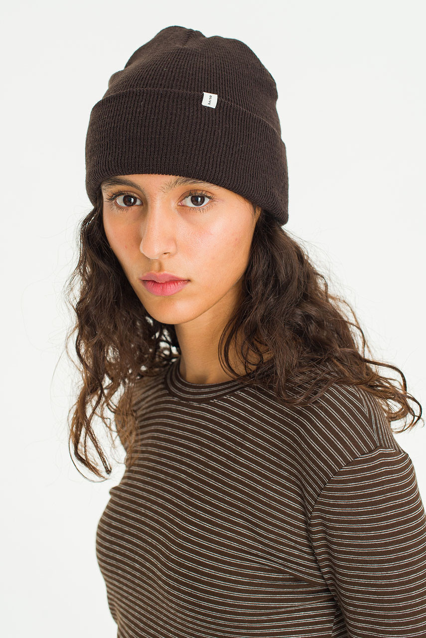 Ridge Knit Beanie, Brown
