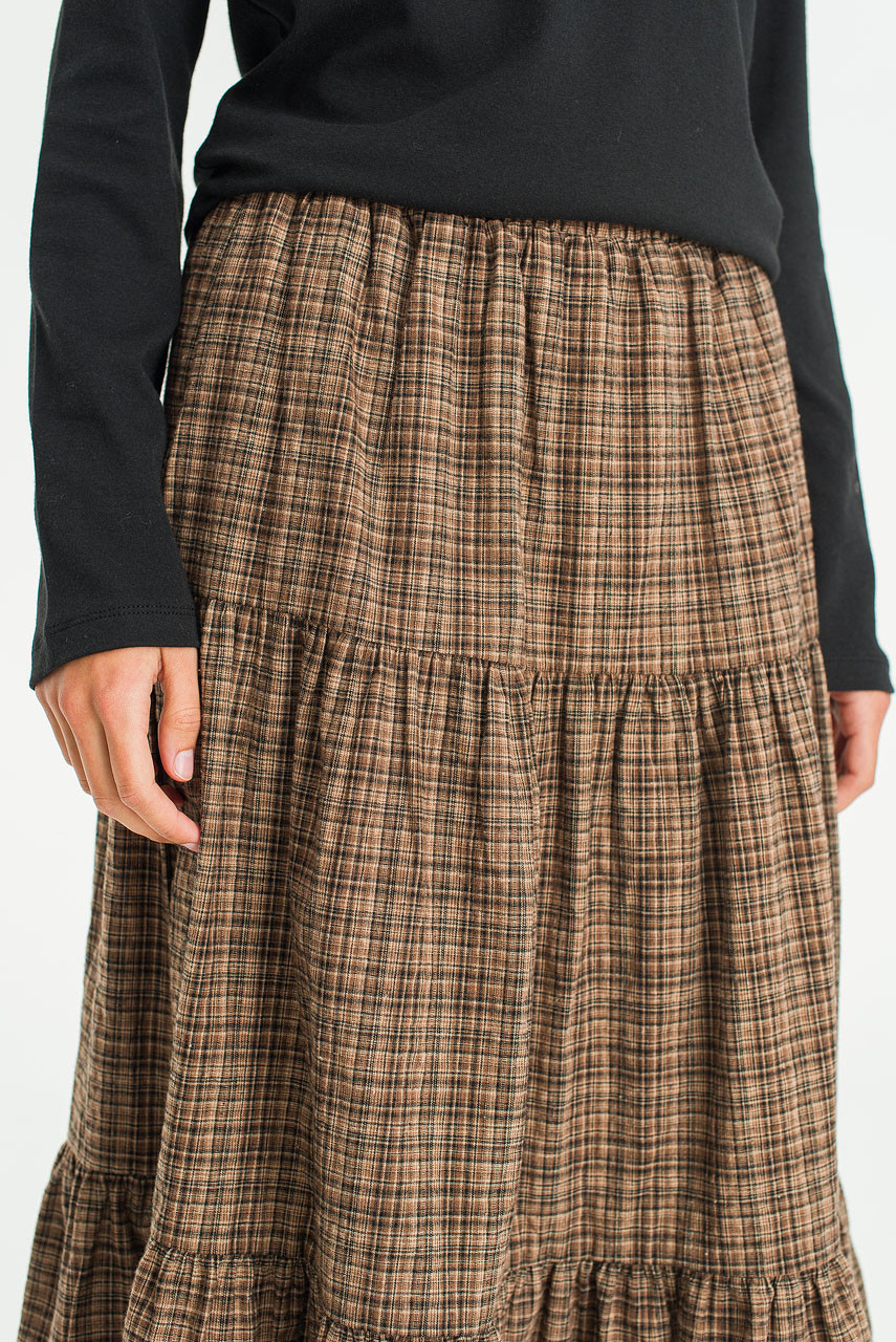 Keil Check Tired Skirt, Beige