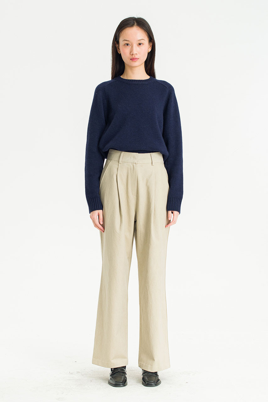 Flora One Tuck Earth Pants, Beige