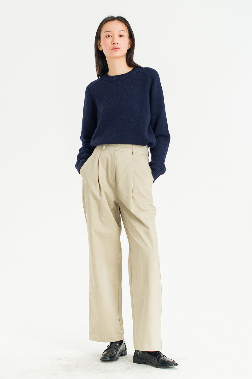 Flora One Tuck Earth Pants, Beige