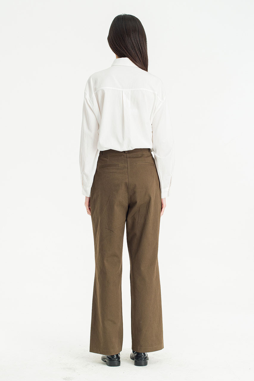 Flora One Tuck Earth Pants, Brown