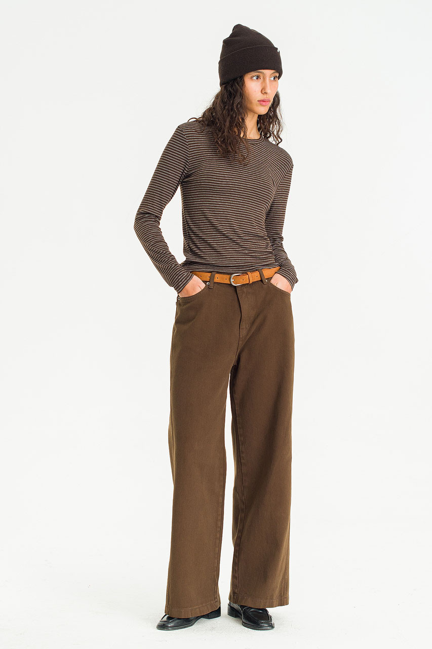 Curved Pigment Jean, Brown