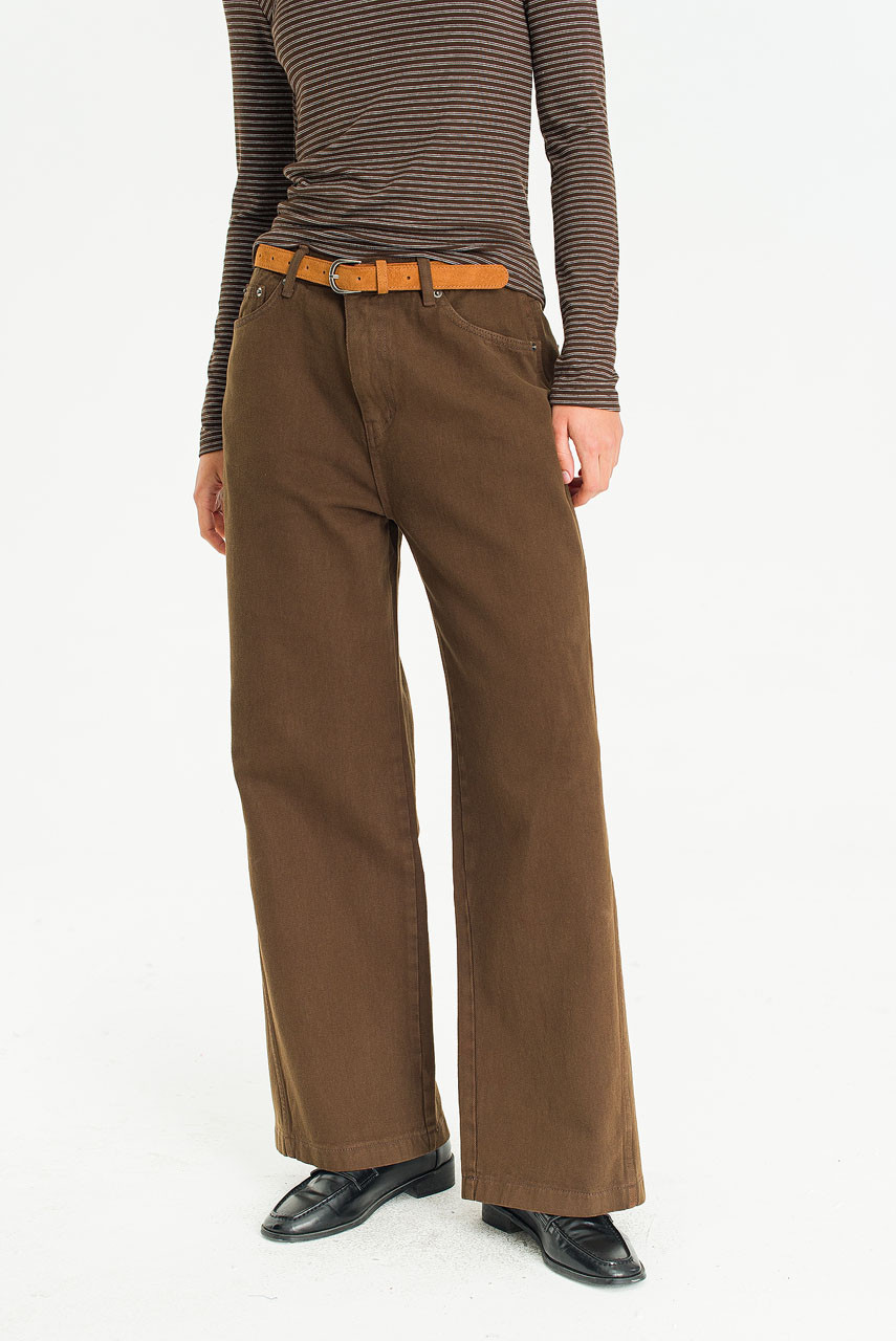 Curved Pigment Jean, Brown