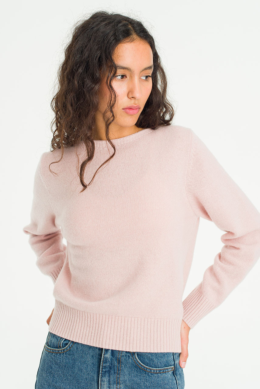 Fine Wool Boat Neck Jumper, Pink