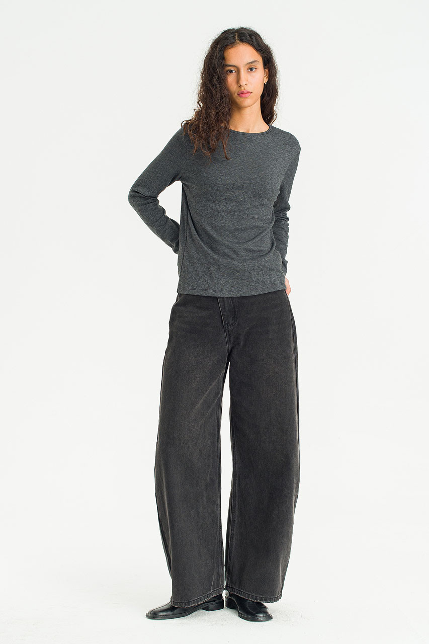 Mild Touch Round Neck Tee, Charcoal