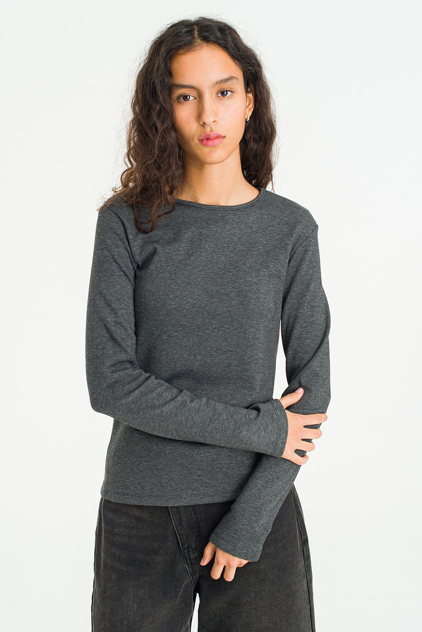 Mild Touch Round Neck Tee, Charcoal