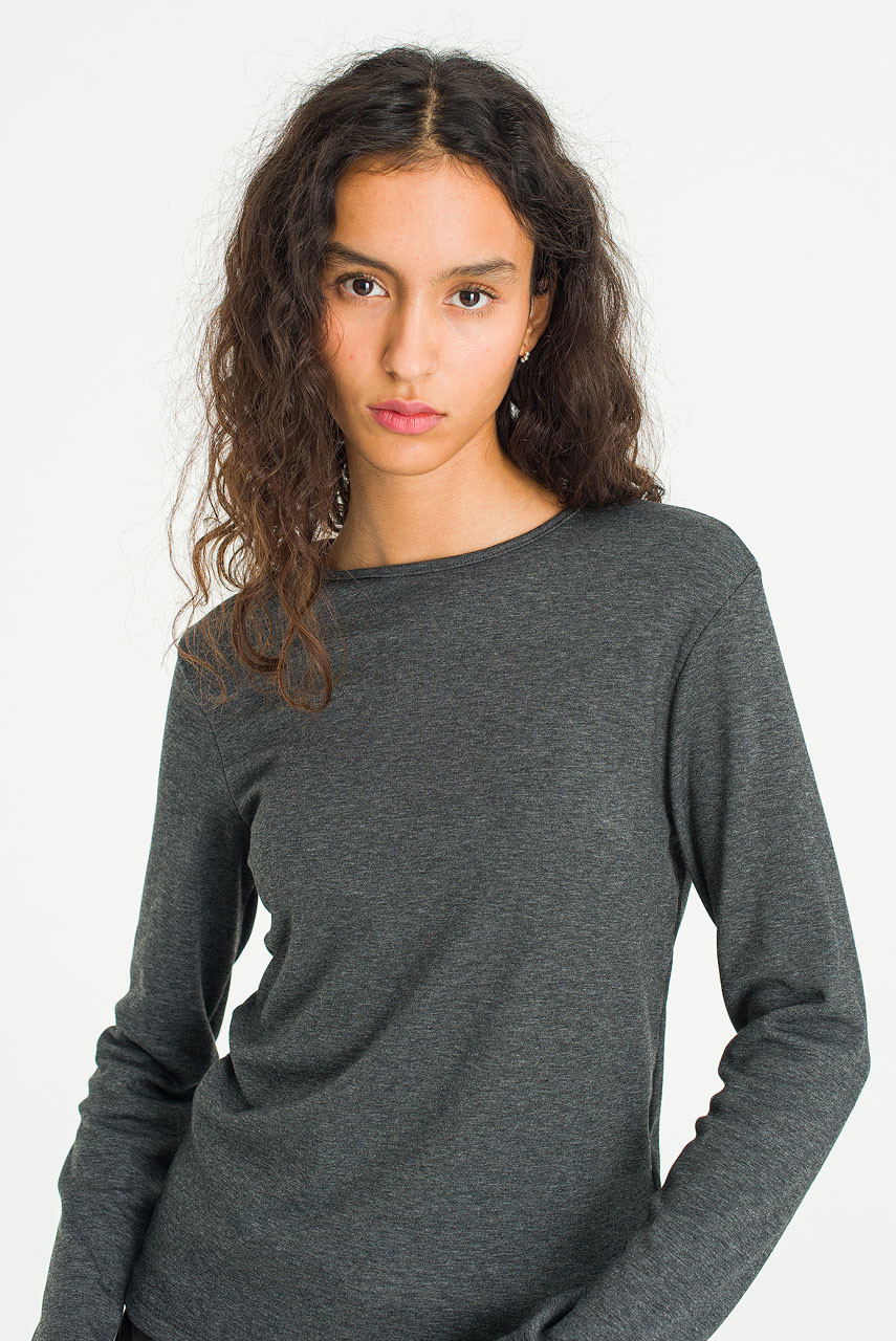 Mild Touch Round Neck Tee, Charcoal