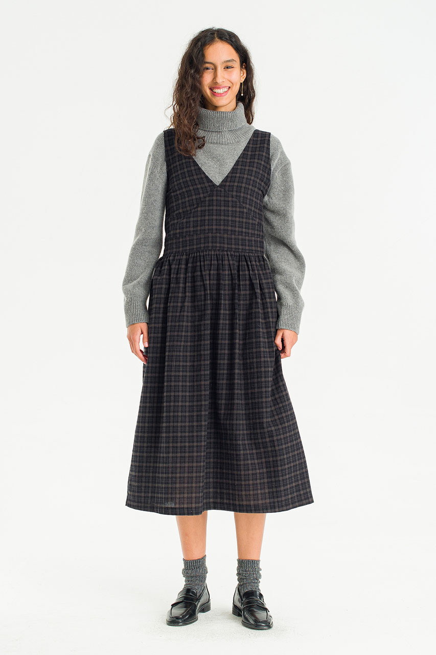 Lucia Check Dress, Black