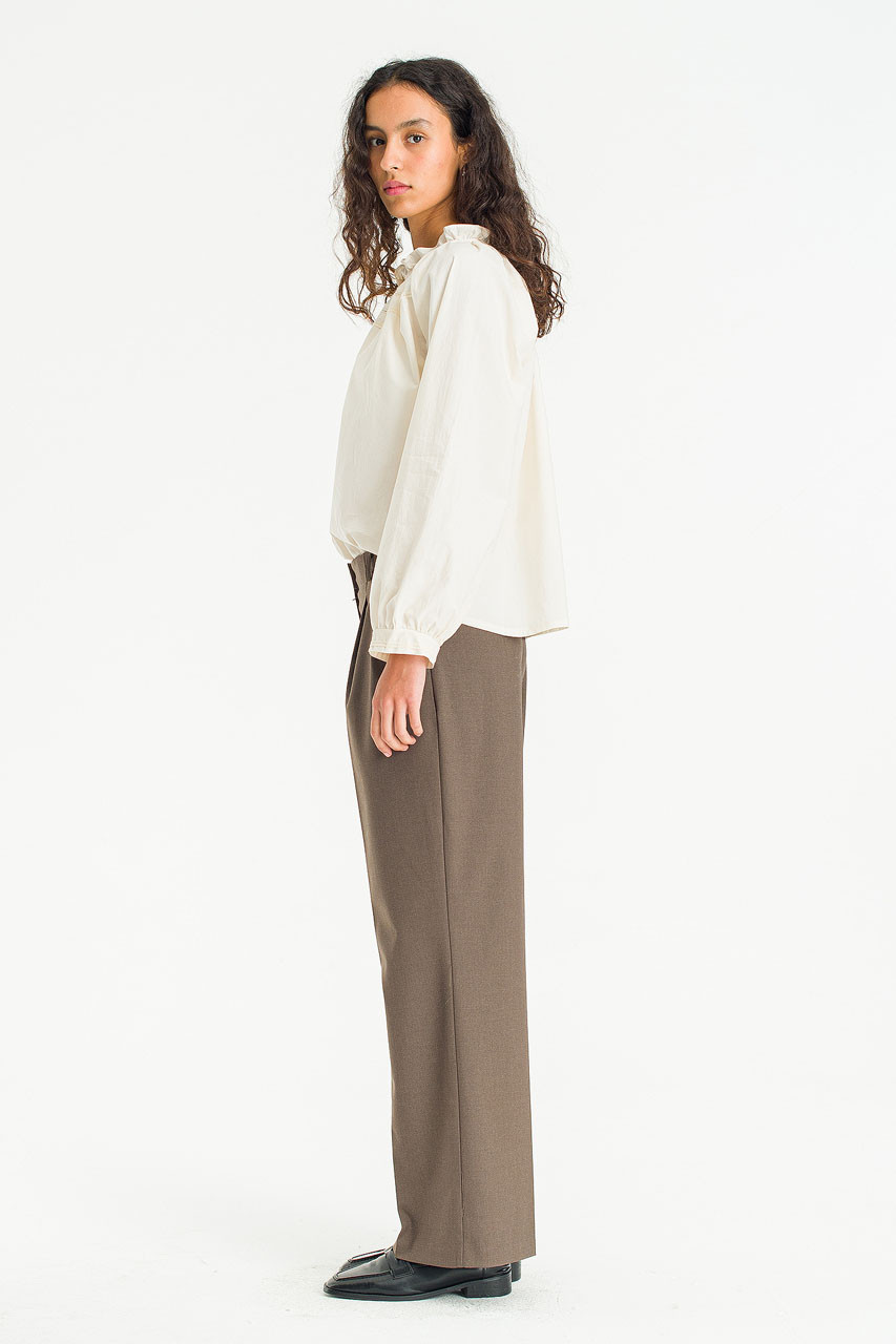 Drift Pin Tuck Trousers, Dark Brown