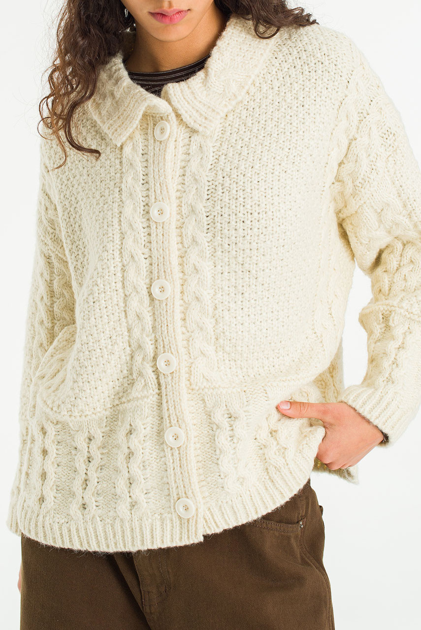 Mure Cable Cardigan, Cream