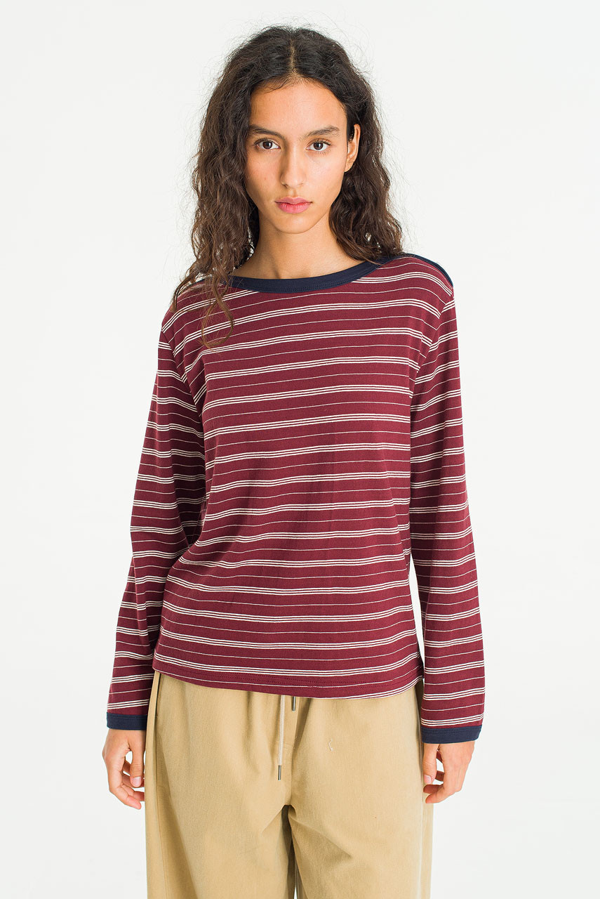 Day Stripe Tee, Burgundy