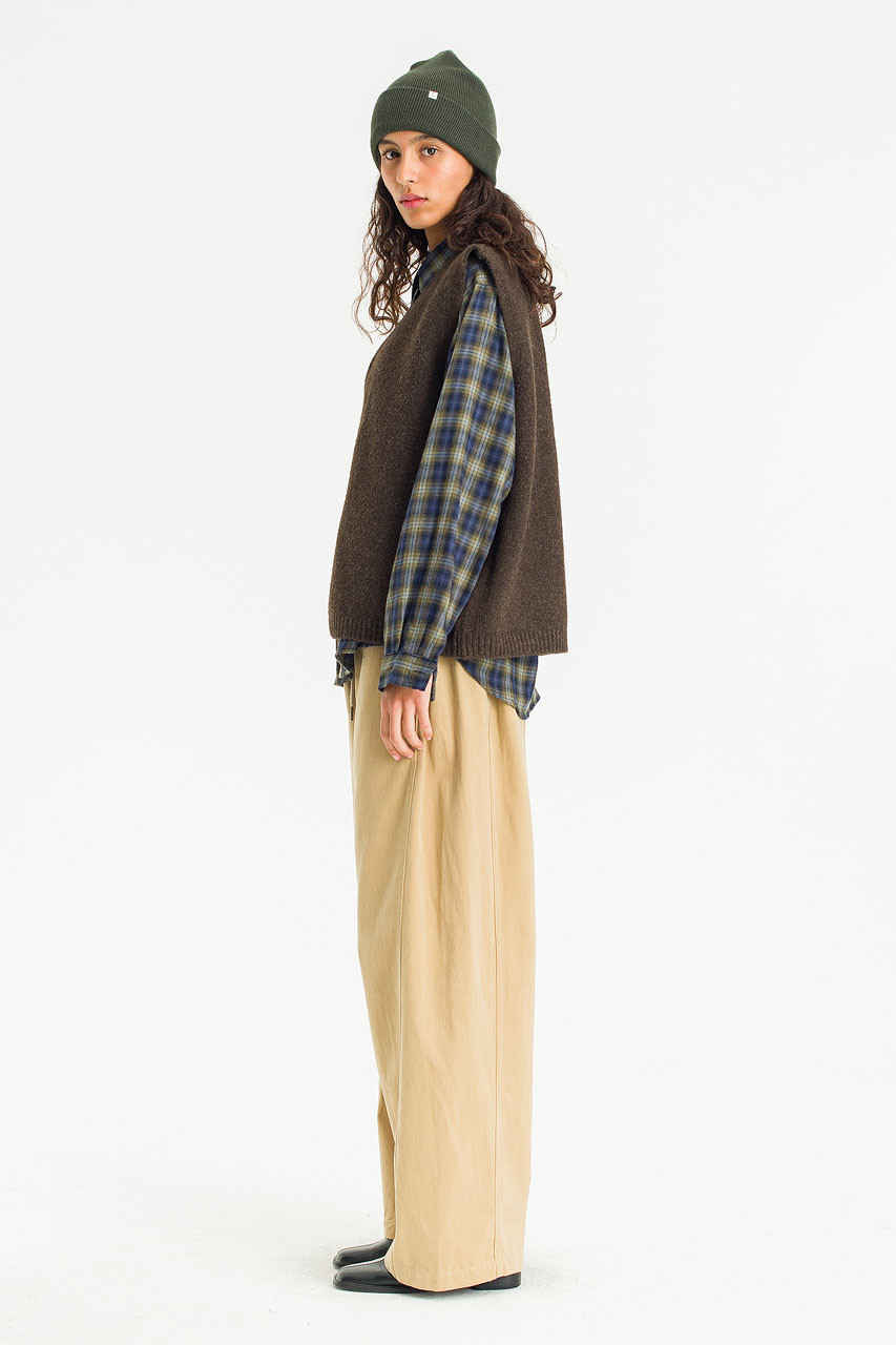 Button-Front Vest, Brown