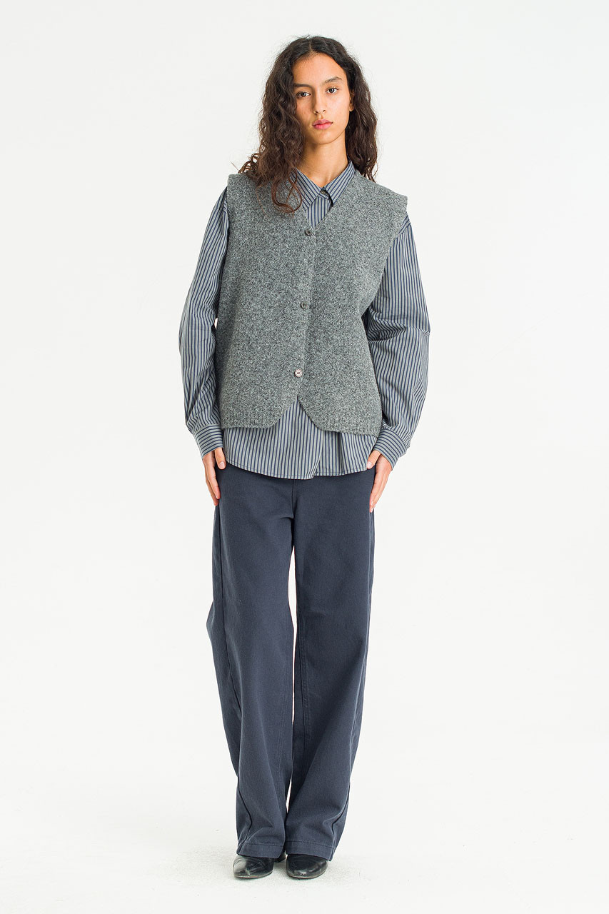 Button-Front Vest, Grey