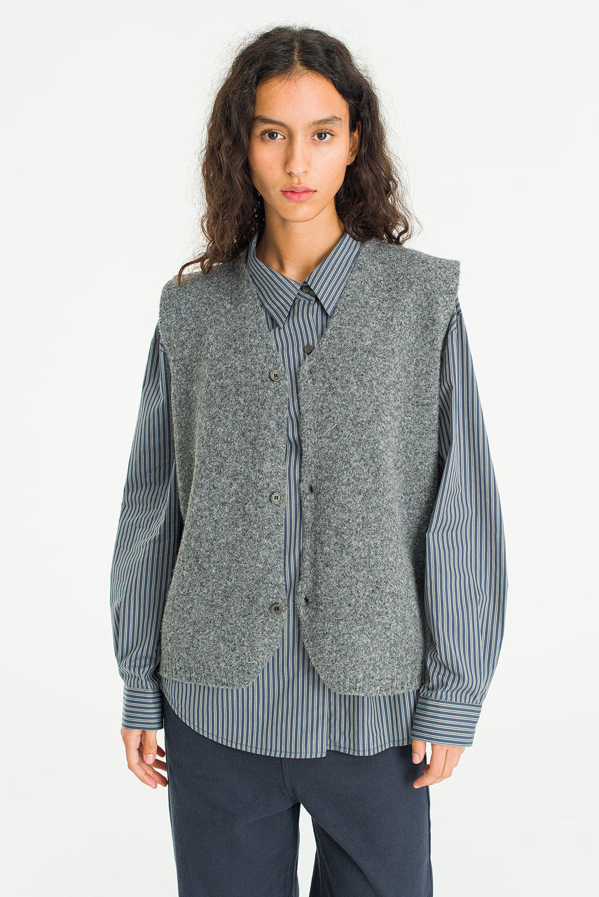 Button-Front Vest, Grey