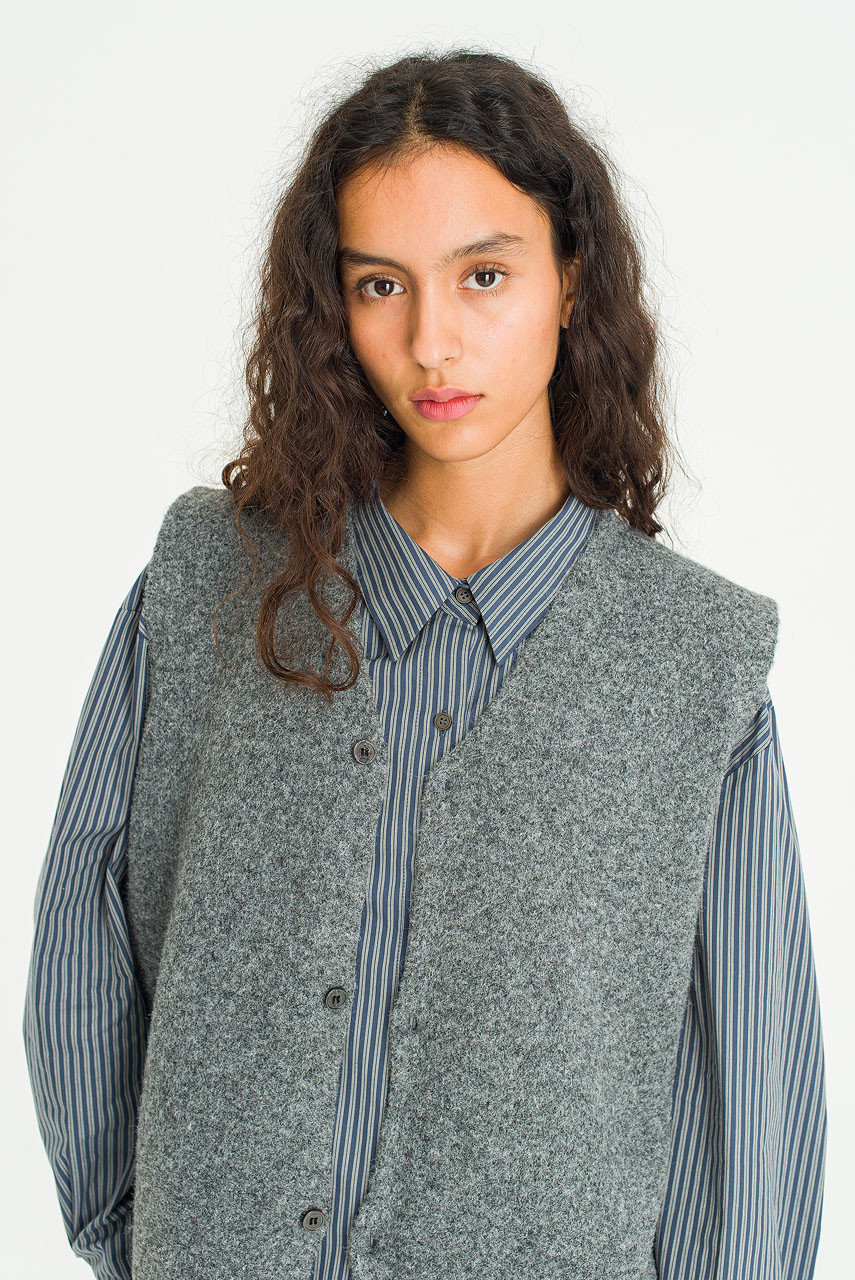 Button-Front Vest, Grey