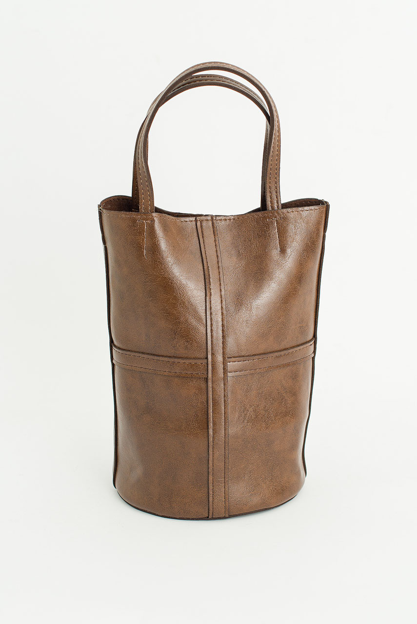 Luno Mini Bucket Bag, Brown