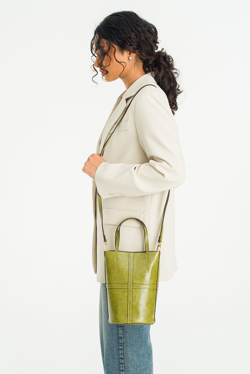 Luno Mini Bucket Bag, Olive