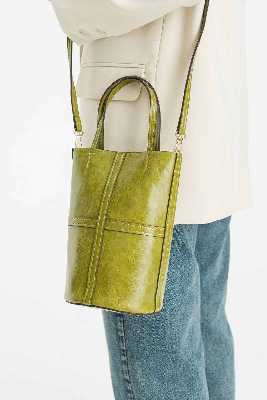 Luno Mini Bucket Bag, Olive