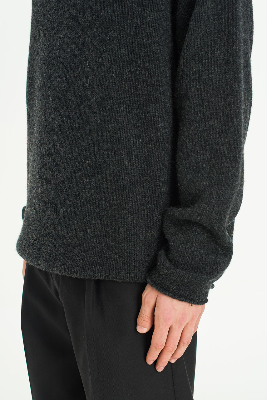 Menswear | Boat-Neck Wool Jumper, Charcoal