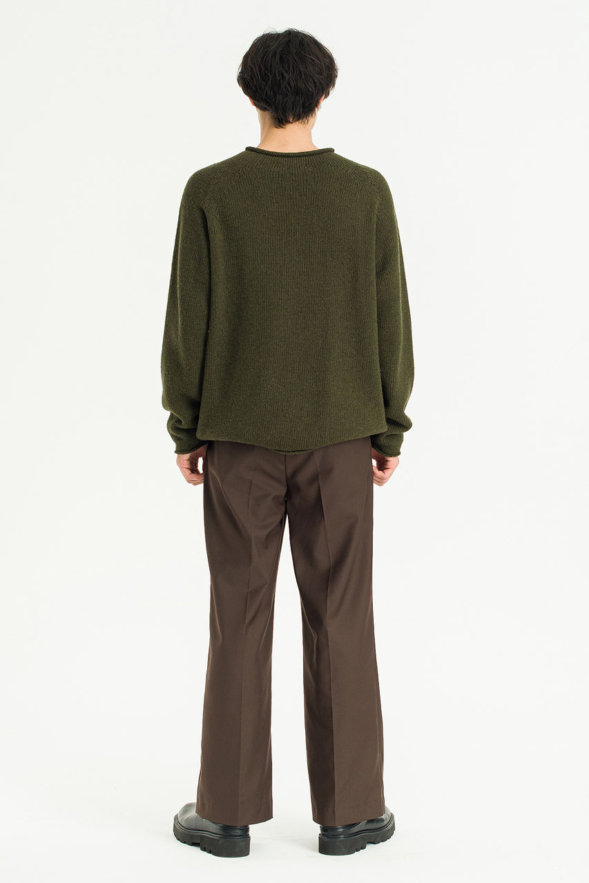 Menswear | Boat-Neck Wool Jumper, Khaki