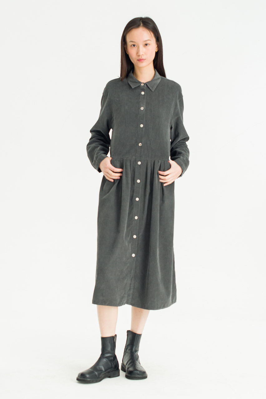 Auburn Cord Dress, Charcoal