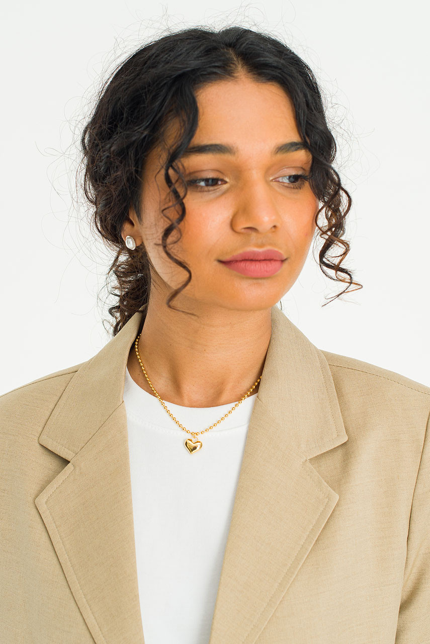 Chunky Heart Charm Choker, Gold