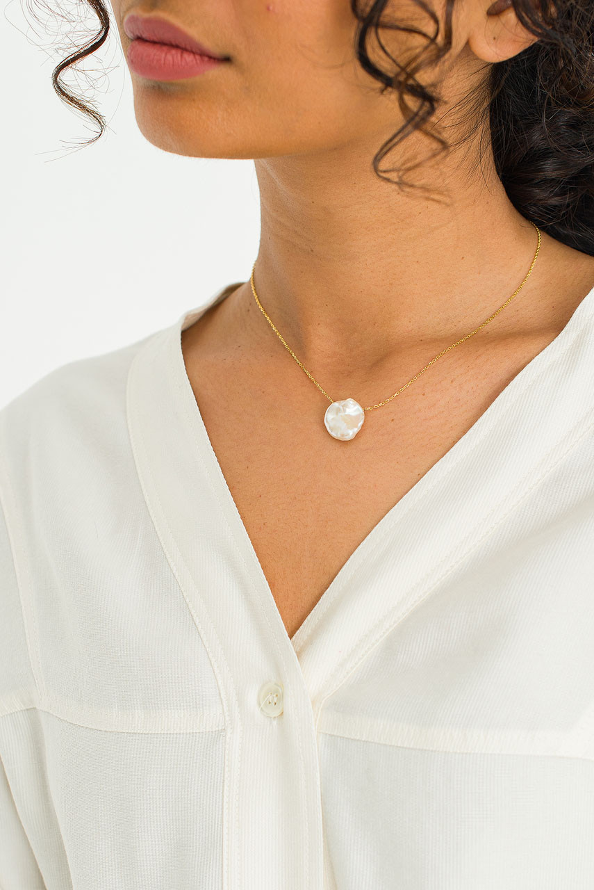 Momoka Pearl Necklace, Gold