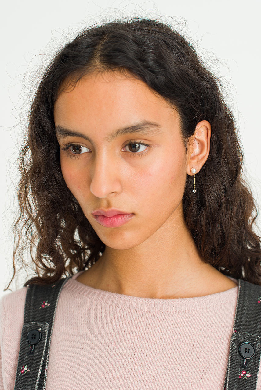 Hinari Pearl Crystal Drop Earrings, Gold