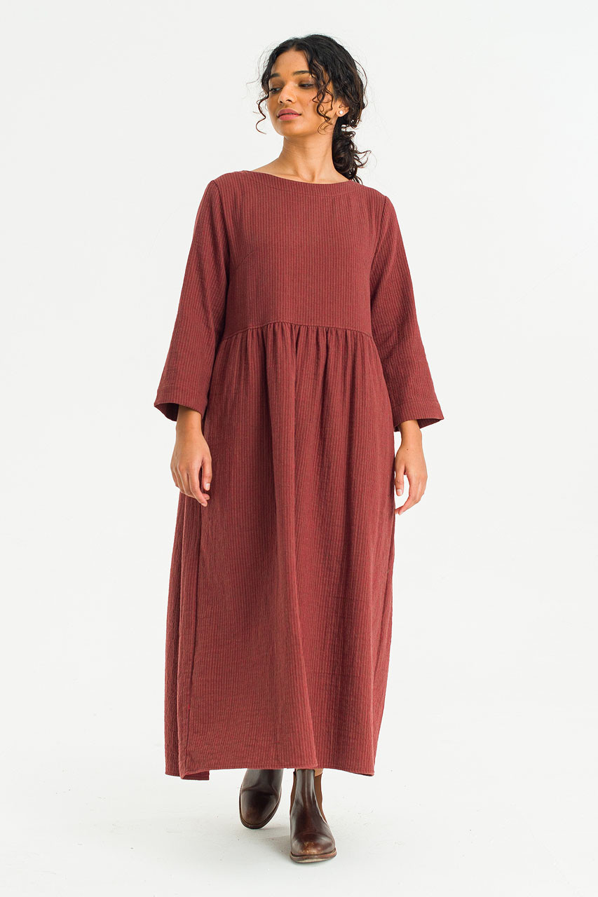 Elsa Double Face Relax Dress, Burgundy
