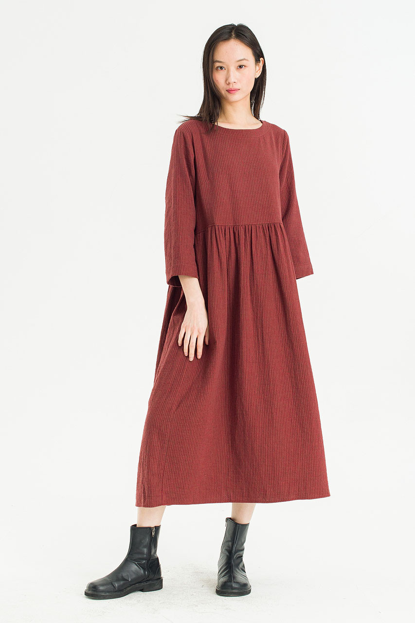 Elsa Double Face Relax Dress, Burgundy