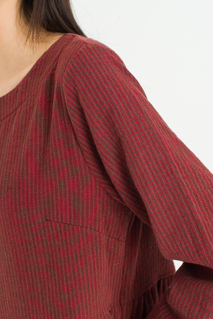 Elsa Double Face Relax Dress, Burgundy