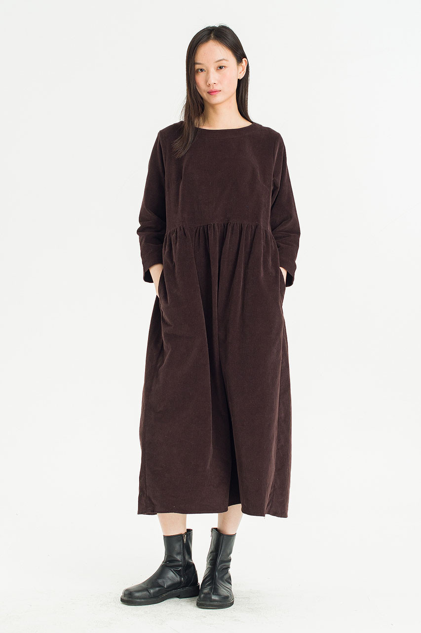 Elsa Cord Relax Dress, Brown