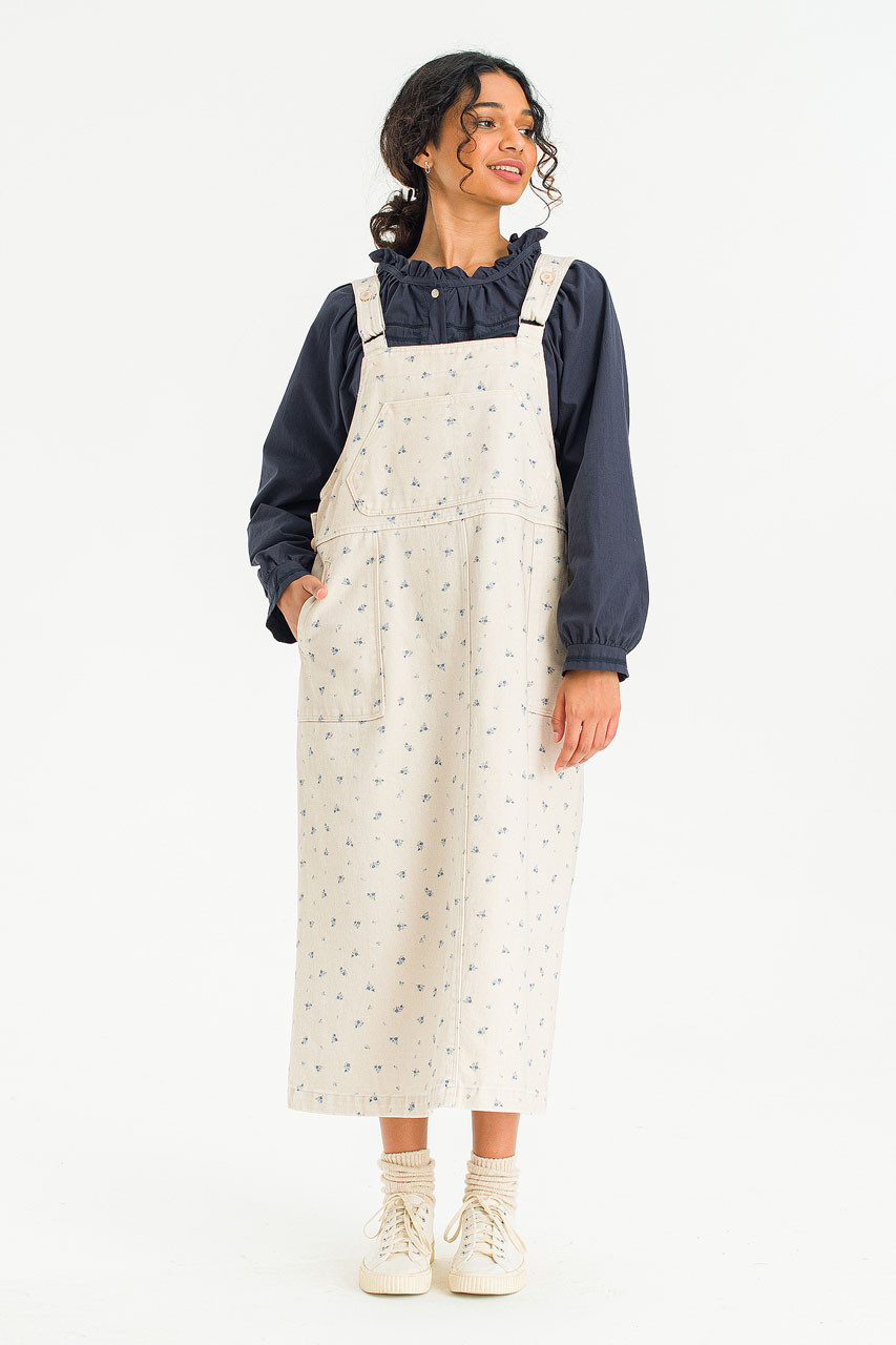 Lavine Denim Pinafore Dress, Ivory